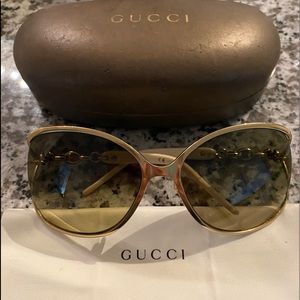 Beautiful Authentic Gucci Sunglasses-White frame with gold